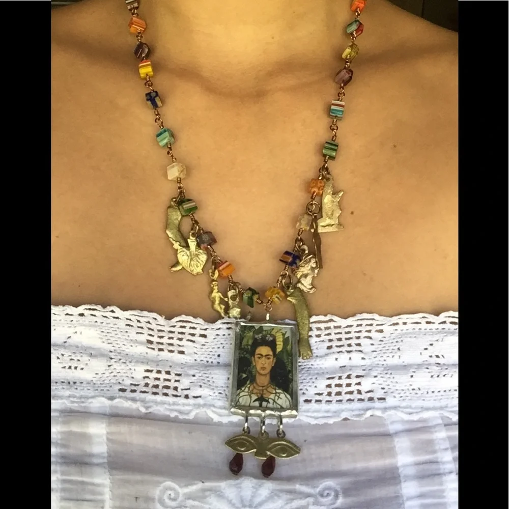 Frida Kahlo Handmade Milagros Necklace Mex… - Picture 2 of 7